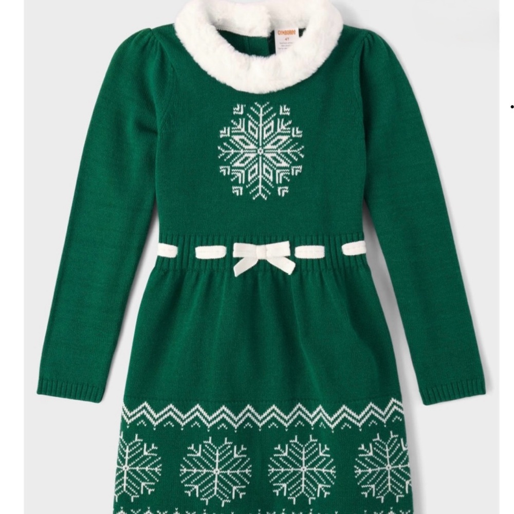 NWT. Gymboree Snowflake Fairisle Sweater Dress - Holiday Express - Green